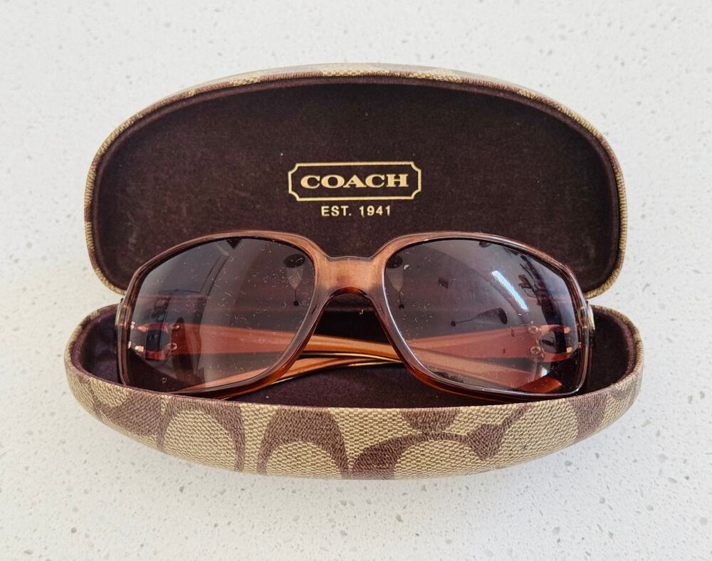 Coach Amber Tortoise Sunglasses C Hinge with Signature Hard Case Y2K
